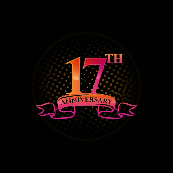 Viering Van 17E Verjaardag Logo Met Gouden Ringen Gradatie Linten — Stockvector