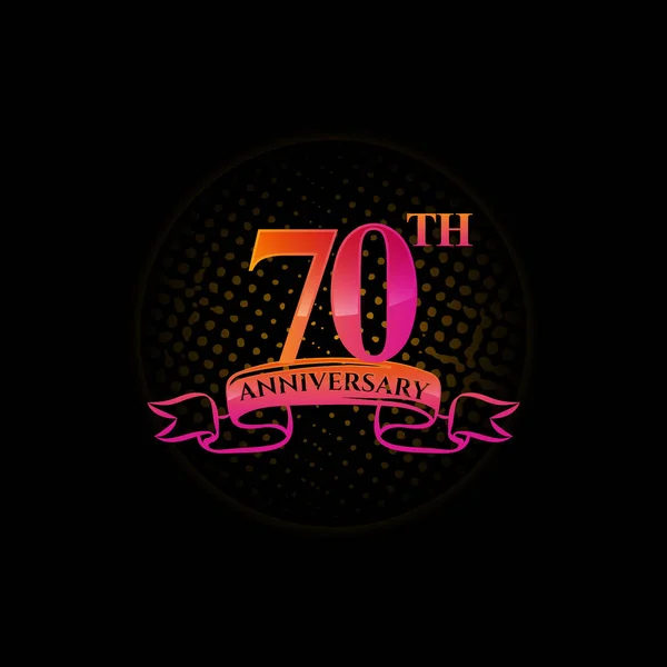 Viering Van 70E Verjaardag Logo Met Gouden Ringen Gradatie Linten — Stockvector