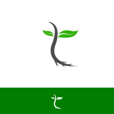 Yapraklı soyut T harfi sembolü tasarım vektörü çizimi. Yaratıcı tasarım T harfi sembolü. Vektör illüstrasyon EPS.8 EPS.10