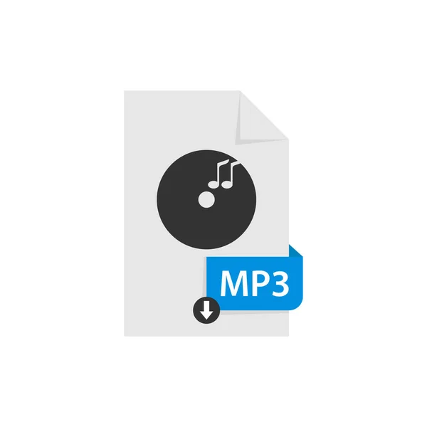 Mp3 Audio Fájl Formátumú Vektorkép Letöltése Mp3 Fájl Ikon Lapos — Stock Vector