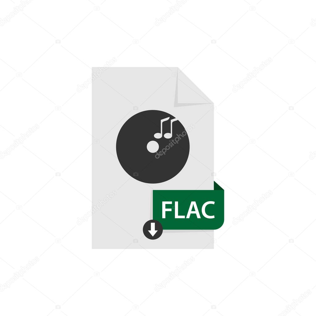 Flac download audio file format vector image. Flac file icon flat design graphic audio vector