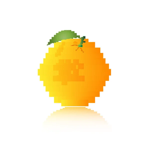 Orange Fruit Concept Design Pixel Style White Background Flat Design — Stock Vector