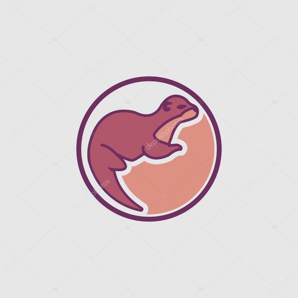 Vector weasel icon symbol on the white background. Flat design weasel for element design. Vector illustration EPS.8 EPS.10