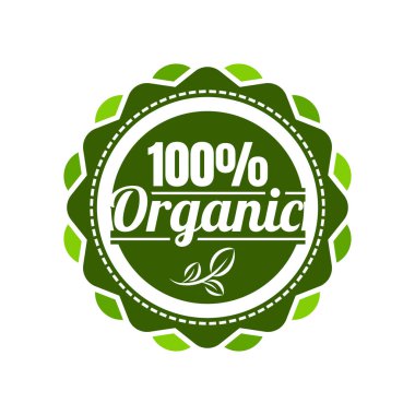 % 100 doğal ve organik logo şablonu vektör sağlık rozeti tasarımı