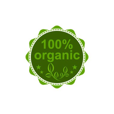 % 100 doğal ve organik logo şablonu vektör sağlık rozeti tasarımı