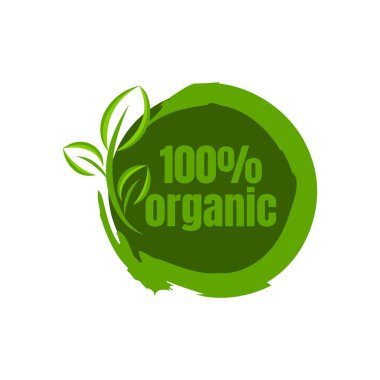 % 100 doğal ve organik logo şablonu vektör sağlık rozeti tasarımı
