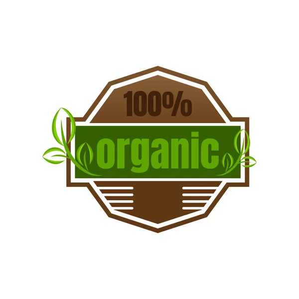 100 Натуральный Органический Дизайн Логотипа Векторный Знак Здоровья — стоковый вектор