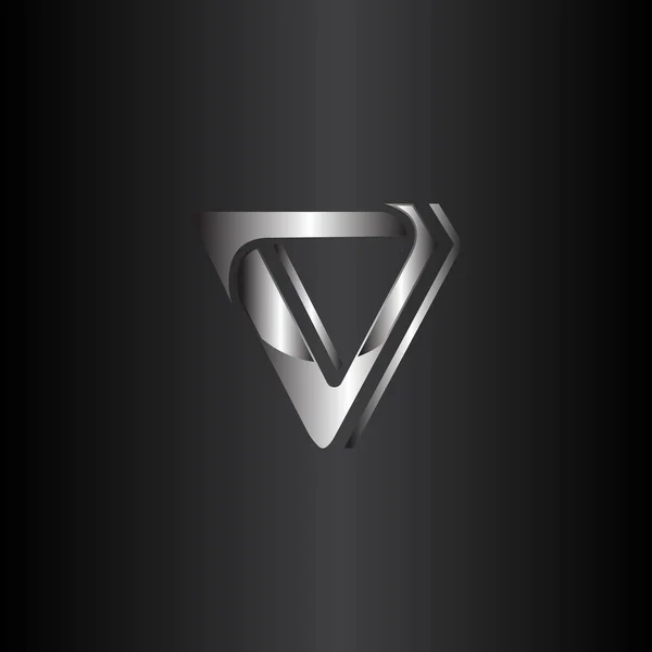 Triángulo Diseño Moderno Con Metal Color Sobre Fondo Negro Diseño — Vector de stock