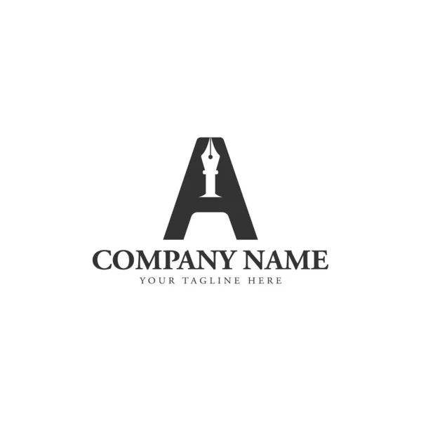 Carta Inicial Espaço Negativo Caneta Logotipo Design Vetor Ilustração —  Vetores de Stock