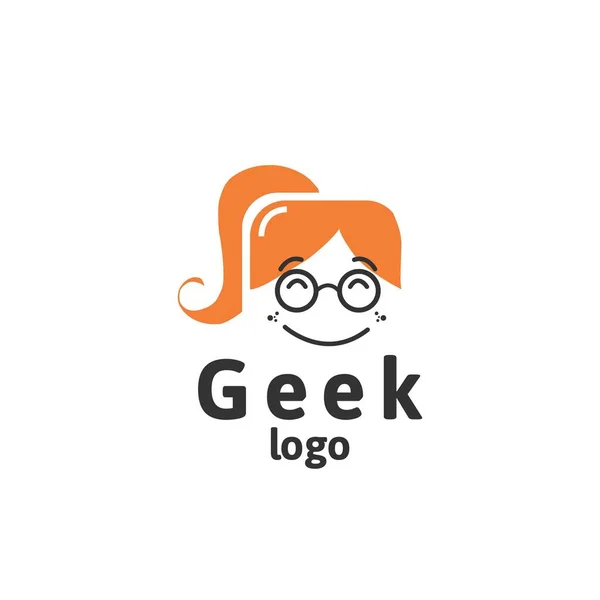 Geek Head Face Logo Design Vector Social Geek Logo Template — Archivo Imágenes Vectoriales