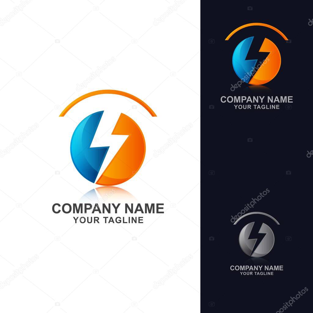 Thunder and bolt lightning flash logo icon template design. Power energy vector illustration