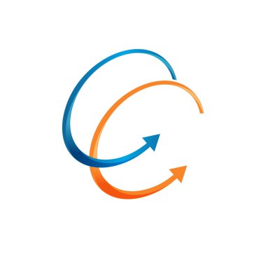 Mavi ve turuncu renkli iki ok sembolü. Düz stil ok simgesi. Vektör illüstrasyon EPS.8 EPS.1