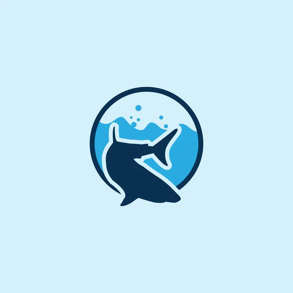 Символ Вектора Голубой Акулы Круглым Символом Плоский Дизайн Акулы Белом — стоковый вектор