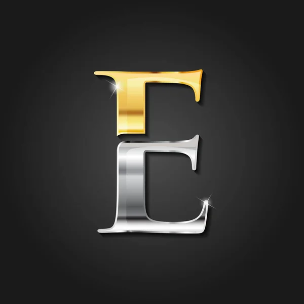 Літера Блискучий Золотий Срібний Металевий Колір Літери Логотип Векторний Дизайн — стоковий вектор