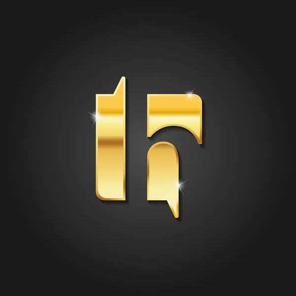 Harfi Parlak Altın Metalik Renk Harf Logo Vektör Tasarımı Koyu — Stok Vektör