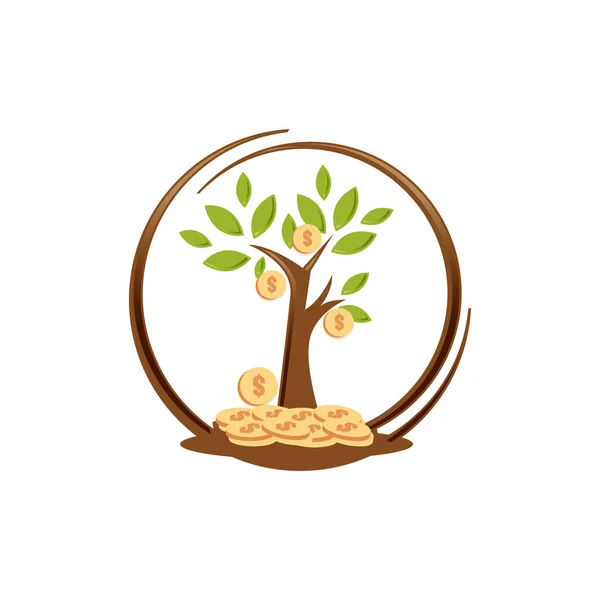 Ilustração Design Árvore Dinheiro Isolado Fundo Branco Projeto Liso Árvore — Vetor de Stock