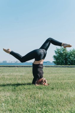 bir rafa parkta bir çim üzerinde dirsek üzerinde Dikey Böl