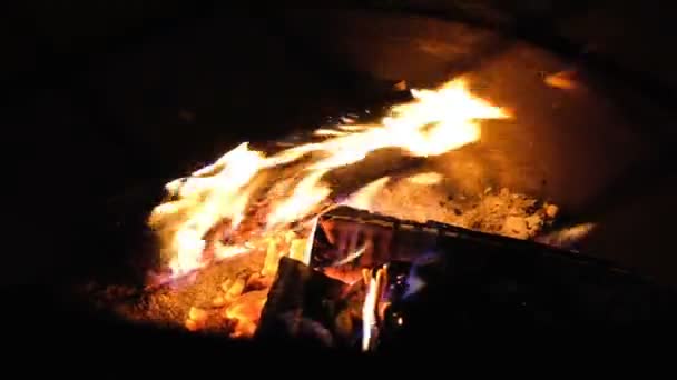 Queima de lenha, relaxamento, olhar para o fogo, câmera lenta . — Vídeo de Stock