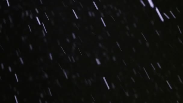 De longs flocons de neige tombent sur le fond du ciel nocturne, au ralenti — Video