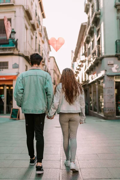Couple Love Walking Street Young People Walking Street — Stock Photo, Image