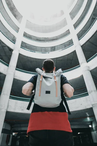 Portrait Scout Man His Backpack — Stock Photo, Image