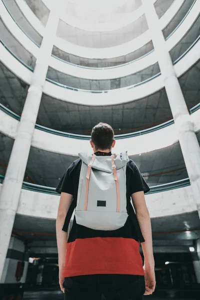 Portrait Scout Man His Backpack — Stock Photo, Image