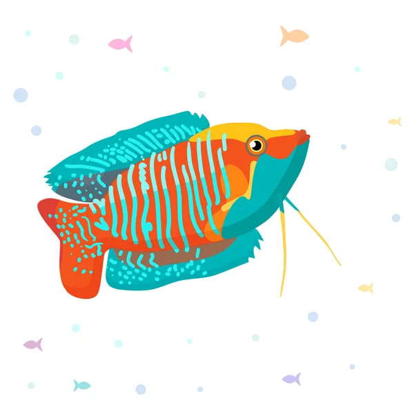 실험용 아쿠아리움 물고기 실루엣 그림. 당신의 디자인에 어울리는 화려 한 만화의 납작 한 수족관 물고기 아이콘. — 스톡 벡터