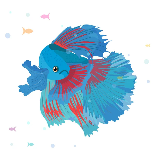 Ilustração da silhueta de peixes do aquário vetorial. Ícone de peixe de aquário de desenho animado plano colorido para o seu design. — Vetor de Stock
