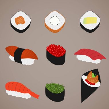 Vektör görüntü bir suşi ayarla.