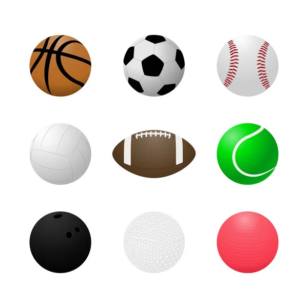 Ensemble vectoriel balles de sport . — Image vectorielle