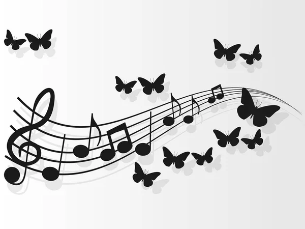 Vektör resim tasarım müzik müzik notlar ve kelebekler kapsar.