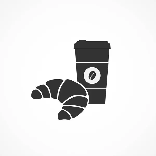Vektor-Image-Symbol Kaffee und Croissant. — Stockvektor