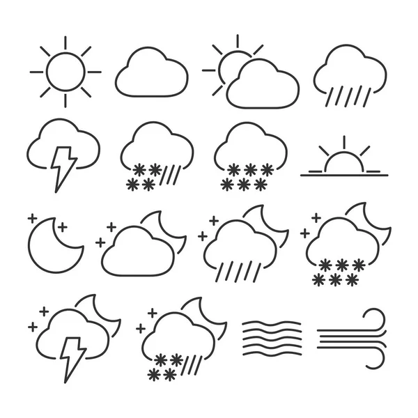 Imagen vectorial establecer iconos de línea meteorológica . — Archivo Imágenes Vectoriales