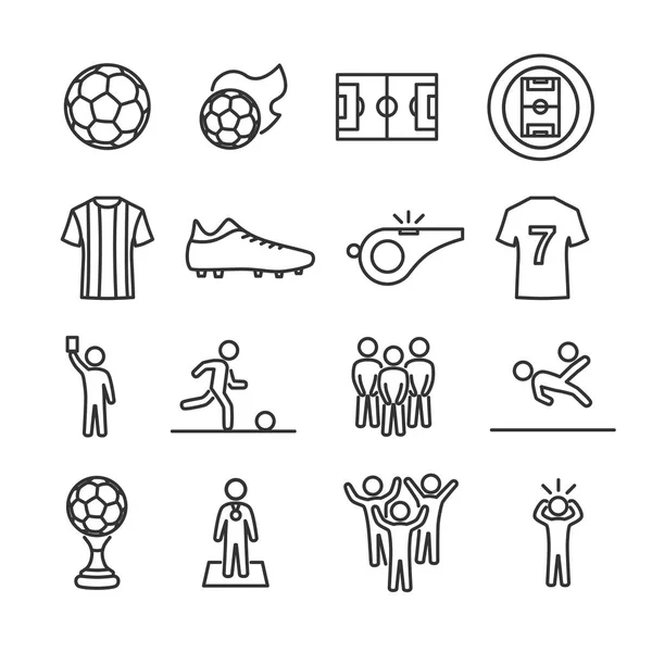 Ensemble d'images vectorielles d'icônes de ligne de football . — Image vectorielle