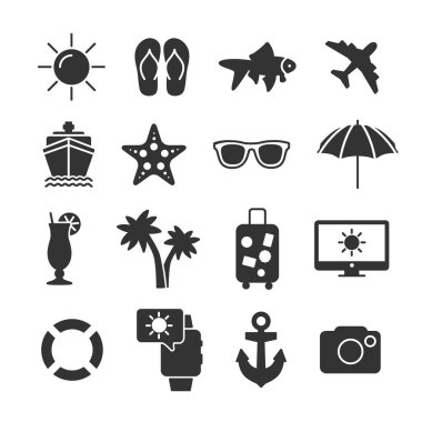 Yaz tatili simgelerinin vektör resim seti.