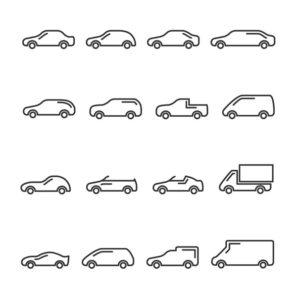 Vector image of set of car line icons. — Stock Vector