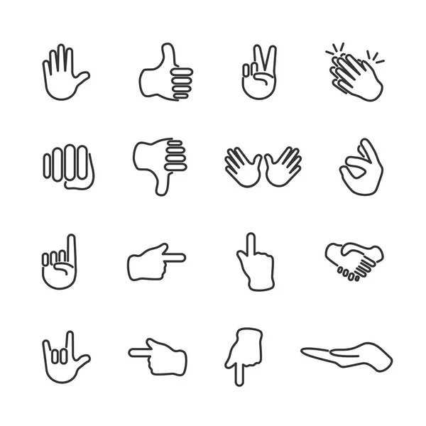 Vector image set of hands line icons. — Stock Vector