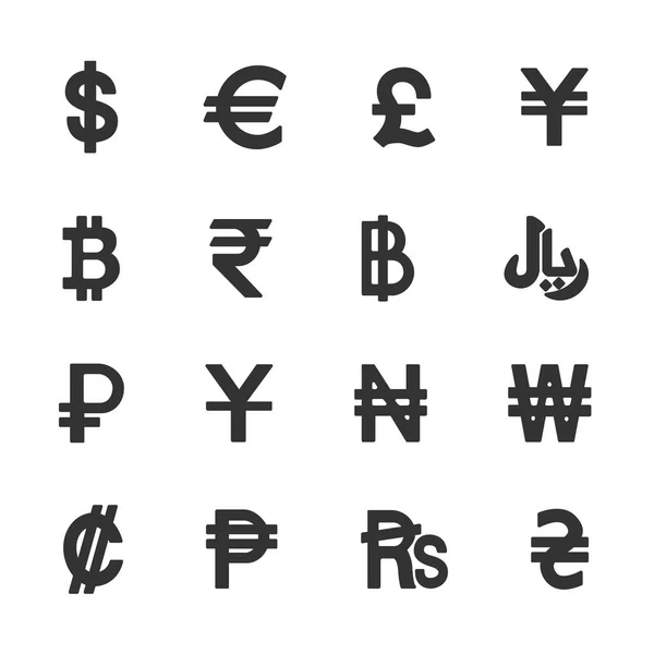 Vector image of set of currency icons. — Stock Vector