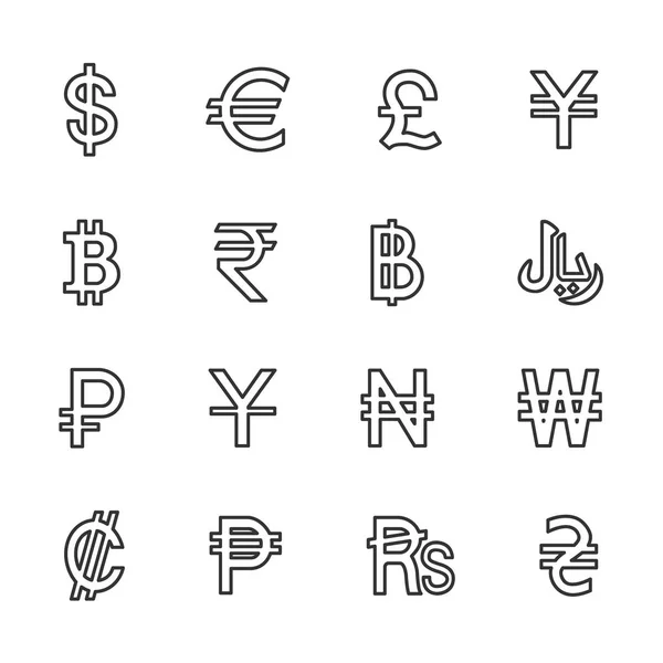 Vector image set to currency the line icons. — Stock Vector