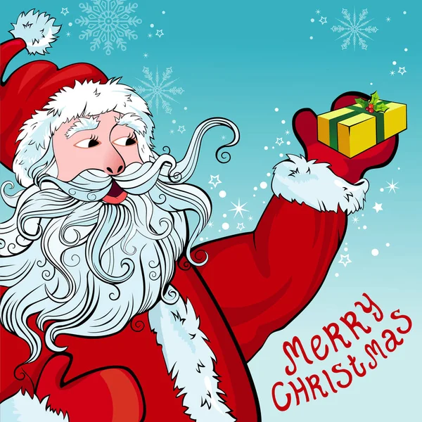 Noël et nouvelle carte de voeux de l'année avec Père Noël — Image vectorielle