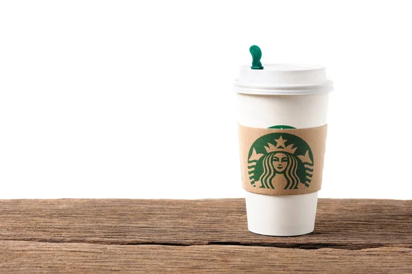 Former Logo On Starbucks Cup With Sleeve Stock Photo - Download