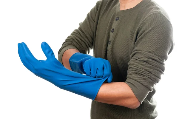 蓝色橡胶手套 — 图库照片