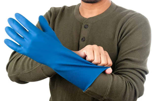 Blue rubber glove — Stock Photo, Image