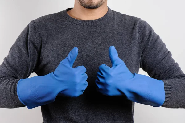 Mavi kauçuk eldiven — Stok fotoğraf