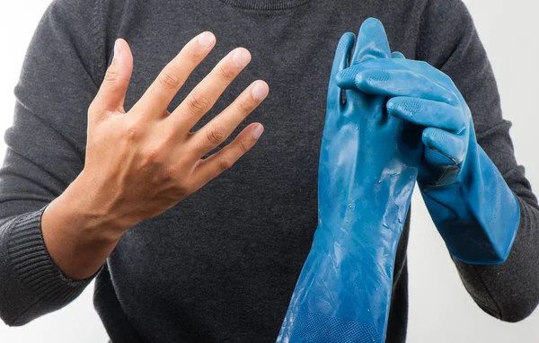 Blue rubber glove — Stock Photo, Image