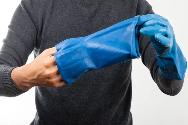 Blue rubber glove — Stock Photo, Image