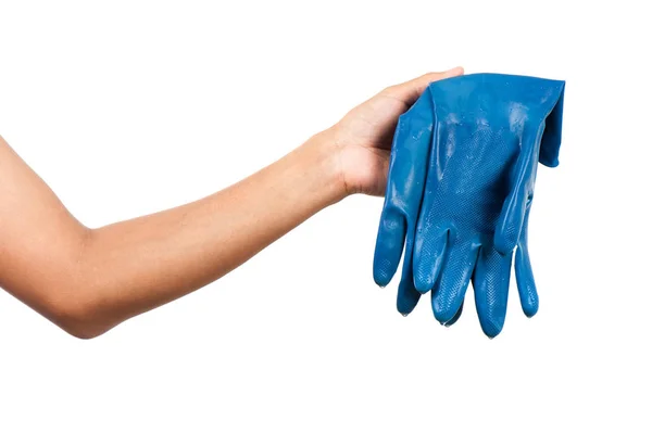 Голубая резиновая перчатка — стоковое фото