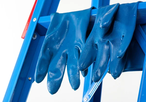 Mavi kauçuk eldiven — Stok fotoğraf