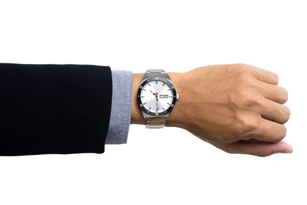 Reloj de pulsera en la muñeca del hombre — Foto de Stock