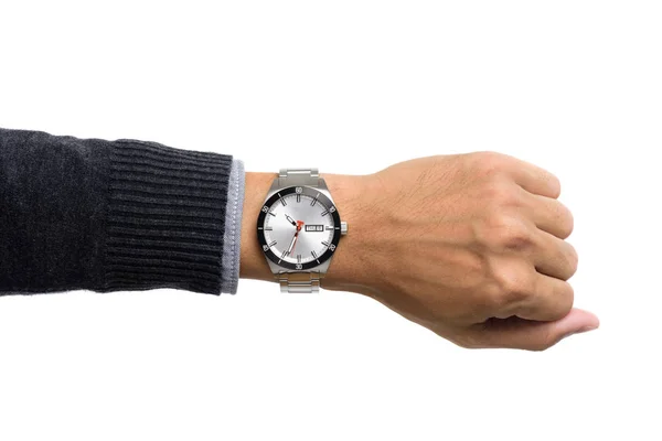 Reloj de pulsera en la muñeca del hombre — Foto de Stock